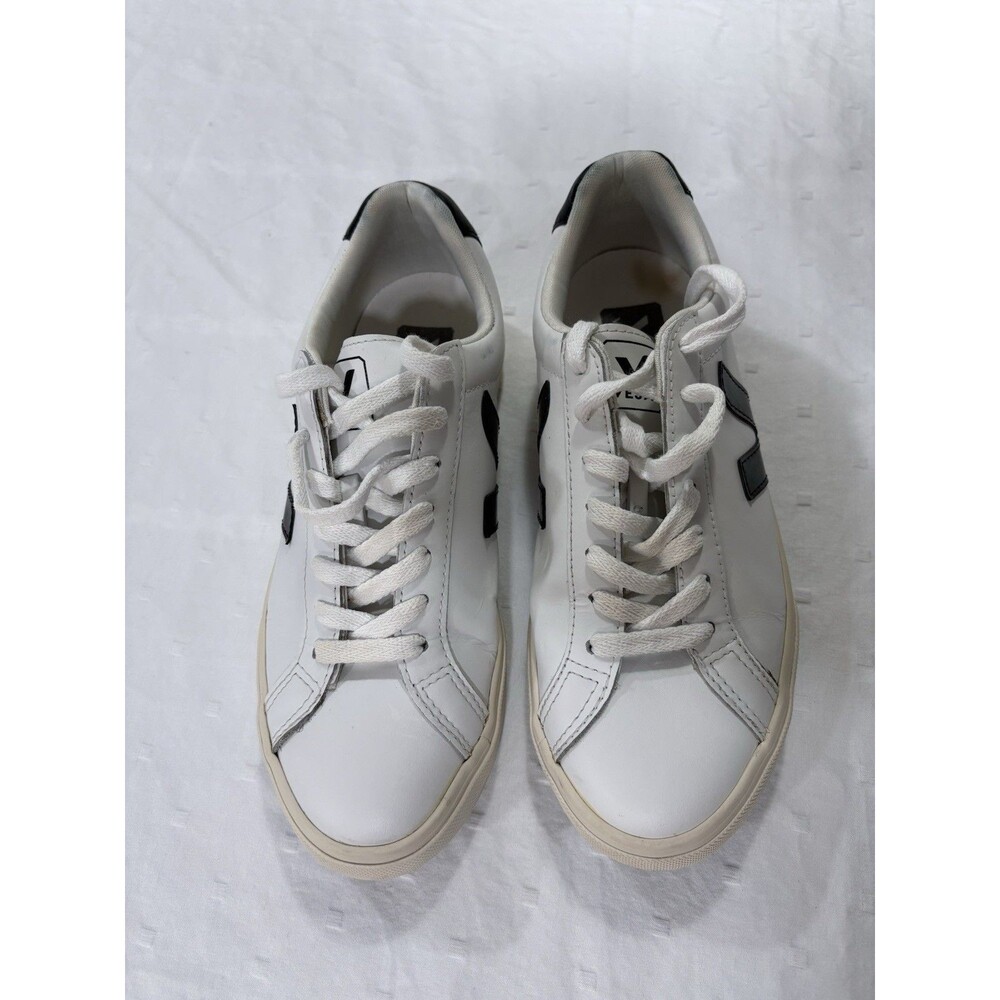 Veja Esplar Leather White Black Sneakers Shoes Women's Size 7 EU 38